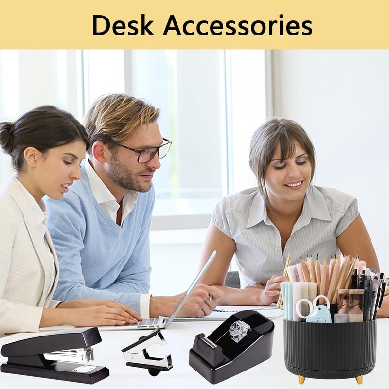 suniya Office Supplies,Desk Accessories,with Stapler, Tape Dispenser,Desk Organizer,Folding Phone Holder,Pen,Journal Notebook,Scissor,Staple Remover,Staples,Clear Tape,Sticky Notes,Paper Clips,Bookmark,Ect - Image 2